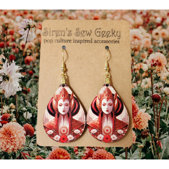 Handmade Jewelry - Star Wars Padme Amidala Floral Fan Art Earrings
